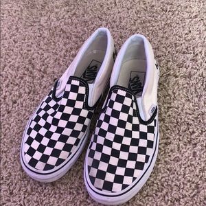 black and white checked vans